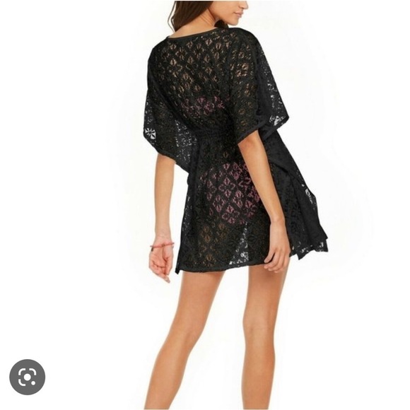 Nwt Miken Plus V-Neck Crochet Tie-Waist Caftan Cover-Up - 3X - Picture 3 of 4